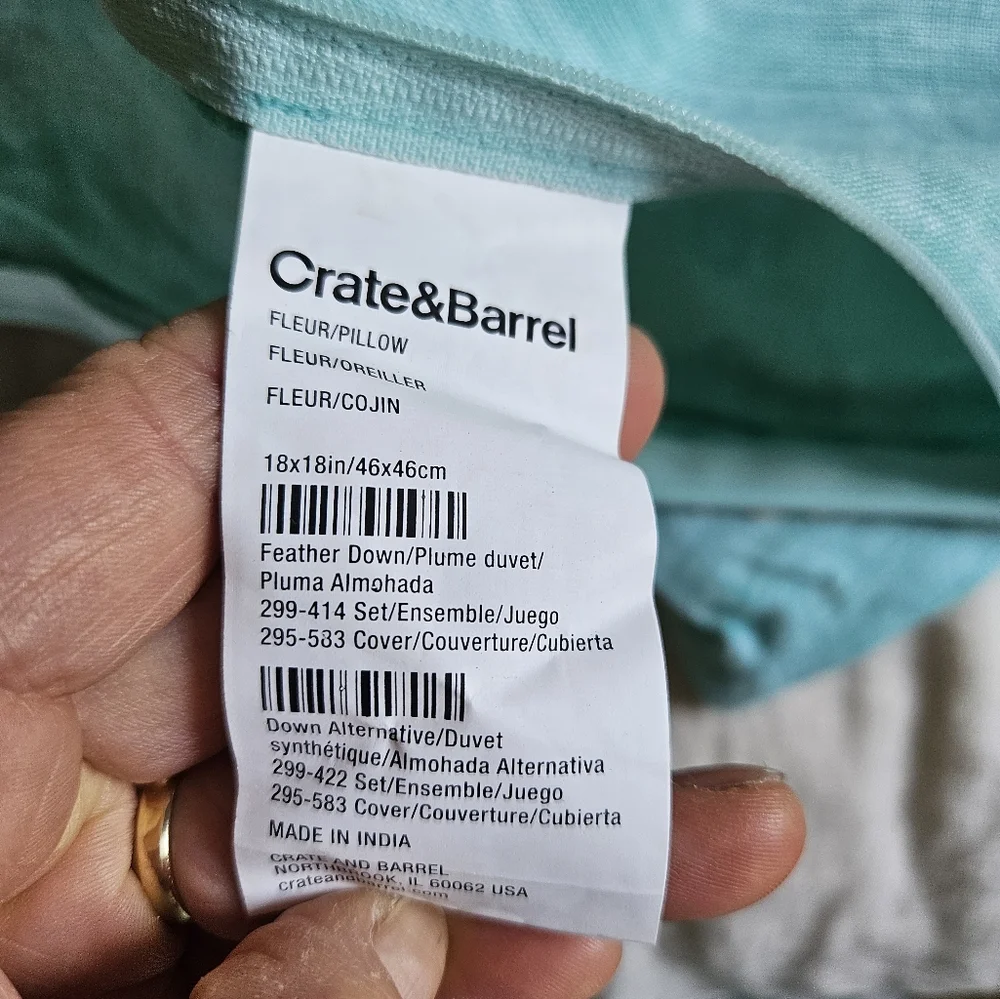 Crate & Barrel Blue and White Textured Decorative Pillow Cover